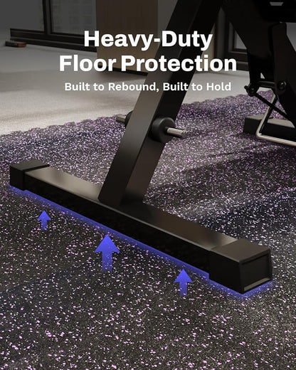 AIRHOP 0.56in Thick 48 Sq Ft Exercise Equipment Mats, 12 Tiles Upgraded Rubber Top with High Density EVA Foam, Large Interlocking Puzzle Gym Flooring for Home Gym, Heavy Weight Workout, 24 x 24in