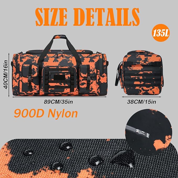 135L 37" Extra Large Duffle Bag for Men, Heavy Duty Sports Gym Equipment Travel Duffle Bag