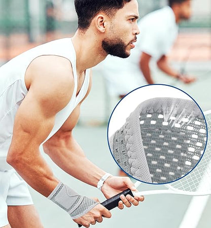 HiRui 2-Pack Ultra-Thin Mesh Wrist Wraps - Breathable, Adjustable Wrist Support for Workouts & Daily Use - Unisex Wrist Brace for Pain Relief, Tendonitis, Carpal Tunnel - One Size Fits All (Gray)