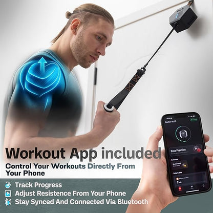 Smart Home Gym - Portable Home Gym Equipment with Digital Resistance 7-66 lbs | Single Motor Electronic Cable Machine for Strength Training | Compact Motorized Adjustable Weight Fitness System
