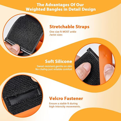 Pilates Wrist and Ankle Weights for Women - Adjustable Weighted Bangles for Men, 2 lbs Weighted Arm Bands Foot Leg Weights for Walking, Yoga, Training, Exercise, Running, Set of 2 (1LB Each)