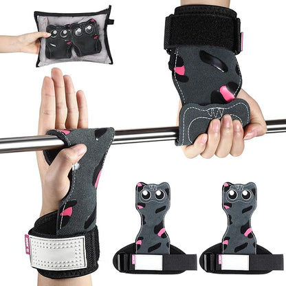 Lifting Wrist Straps Weight Lifting Grips with Cushion Wrist Loop Gym Workout Straps Double Layer Leather with Storage Pouch for Women and Men Deadlift Powerlifting Pull Up