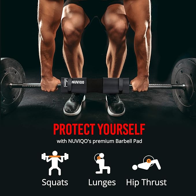 Barbell Squat Pad with Thick Foam and Nylon Padding - Neck & Shoulder Protective Pad Provides Support for Squats, Lunges & Hip Thrusts - Fits Olympic Standard Weightlifting Bar