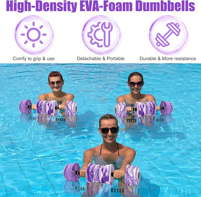 Aquatic Exercise Dumbbells, Water Dumbbells, 2PCS Foam Barbells for Men Women Water Workouts