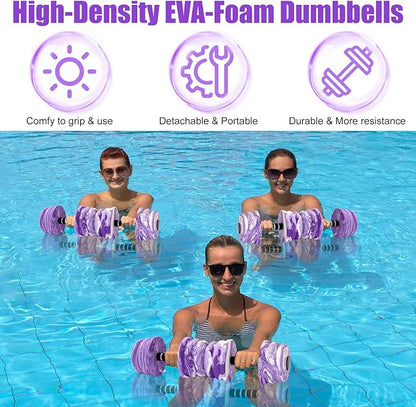 Aquatic Exercise Dumbbells, Water Dumbbells, 2PCS Foam Barbells for Men Women Water Workouts