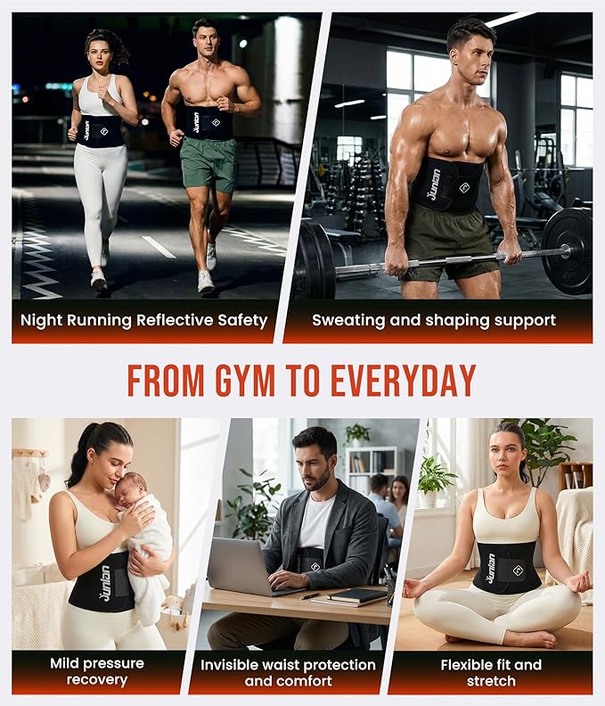 Junlan Waist Trainer for Men and Women - Sweat Band for Stomach Working Out