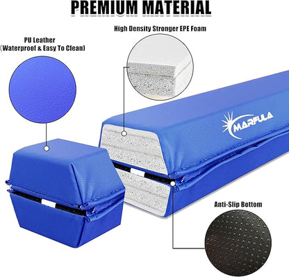 MARFULA 6 FT / 8 FT / 9 FT / 10 FT Folding Gymnastic Balance Beam for Kids with Carry Bag for Home and Club Use