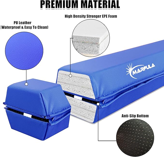 MARFULA 6 FT / 8 FT / 9 FT / 10 FT Folding Gymnastic Balance Beam for Kids with Carry Bag for Home and Club Use