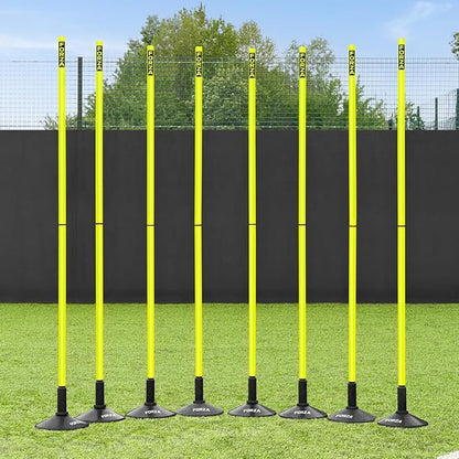 FORZA Slalom Agility Poles | Improve Endurance, Speed & Footwork | Color, Size & Rubber Base Options Available [8 Pack]