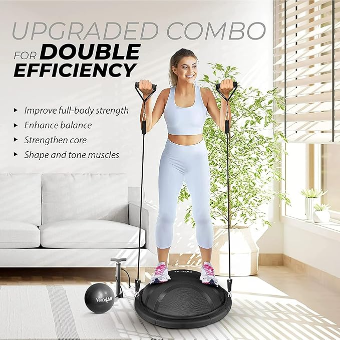 Yes4All 880LBS Half Ball Balance Trainer, Pilates Balance & Stability Ball for Exercises, Home Gym, Floor & Full Body Workouts
