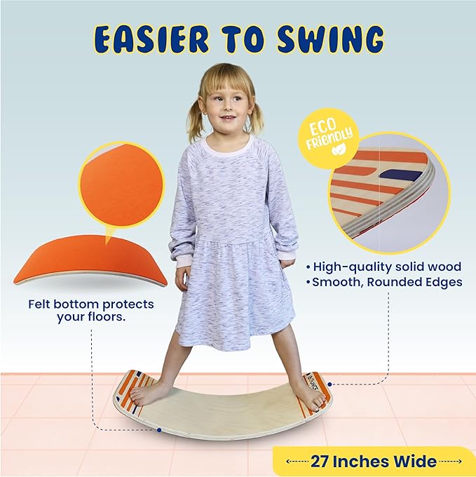 New Bounce Balance Board - Premium Wooden Wobble Board for Exercise & Balance Training - Supports Up to 480 Lbs. - Versatile Rocking Balance Boards for All Ages