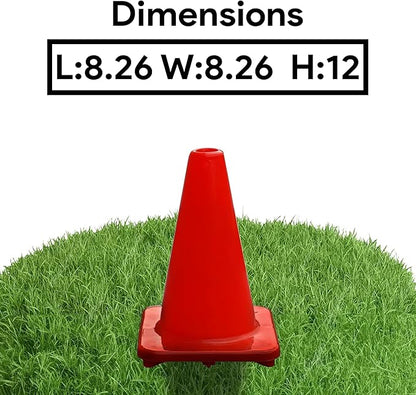 Heavy Duty Agility Training Cones (2 in, 6 in, 9 in, 12 in, 18 in, 28 in) for Sports and Kids Coaching, Multipurpose Field Marker Cones, Soccer, Basketball Drills, Bike, Motorcycle Training