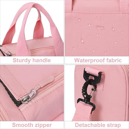 Mini Small Crossbody Bag Gym Bag for Women Men, Cute Small Duffle Bag Aesthetic Sports Handbag, Waterproof Gym Tote Bag Portable Fitness Shoulder Bag for Sports Travel (Pink-b)