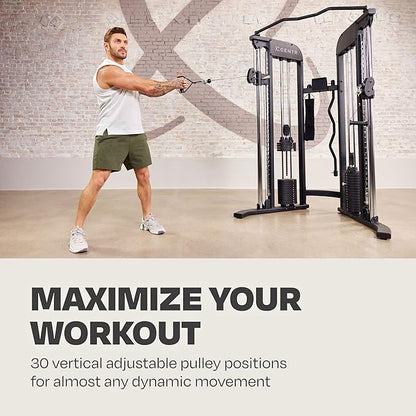 Centr Home Gym Functional Trainer - Multifunctional Cable Machine Home Gym System - Workout Weight Machine for Strength Training - Full Body Compact Exercise & Fitness Equipment Set