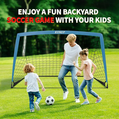 2 Set Kids Soccer Goals for Backyard with Training Equipment, Portable Foldable Practice Nets with Ball, Dice & Mat, Cones, Air Pump and Carry Bag for Toddler Youth Outdoor Sports Game