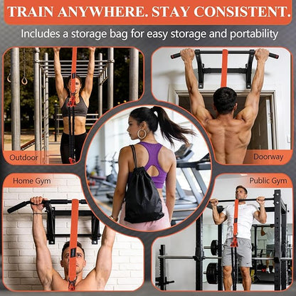 CHERAINTI Pull Up Assistance Bands, 375lbs Heavy Duty Pullup Assist Band Set with 5 Resistance Bands, Adjustable Strap, Comfortable Foot/Knee Rest, Handles & Door Anchor for Home Gym Strength Training