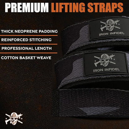 Iron Infidel Weight Lifting Straps - Wrist Straps for Weight Lifting, Deadlifting, Exercise, Crossfit, Strength Training, Olympic Lifts - Gym Straps for Grip Strength on Bar