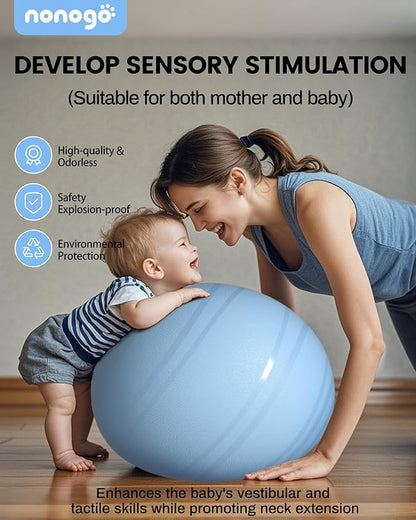 nonogo Birthing Ball for Pregnancy with Resistance Bands- Exercise Ball for Working Out, Yoga, Physical Therapy, Maternity Physio, Balance Stability Ball with Pump