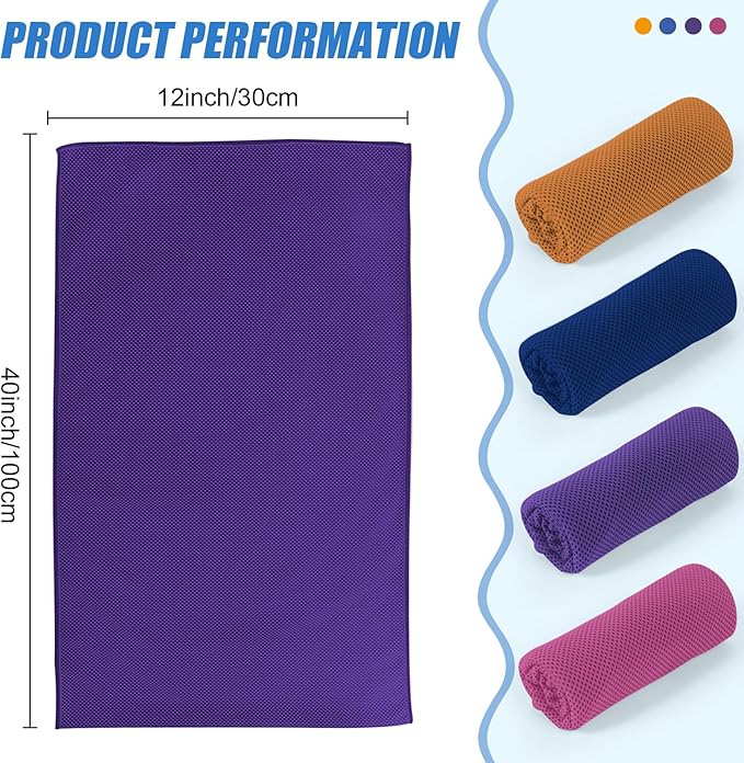4 Pack Cooling Towel for Neck and Face,Sports Tennis Hiking Running Riding Yoga Fitness Gym Workout Sweat Ice Towel (Multicolor-04)