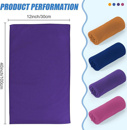 4 Pack Cooling Towel for Neck and Face,Sports Tennis Hiking Running Riding Yoga Fitness Gym Workout Sweat Ice Towel (Multicolor-04)