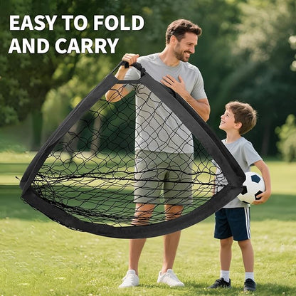2 Set Kids Soccer Goals for Backyard with Training Equipment, Portable Foldable Practice Nets with Ball, Dice & Mat, Cones, Air Pump and Carry Bag for Toddler Youth Outdoor Sports Game