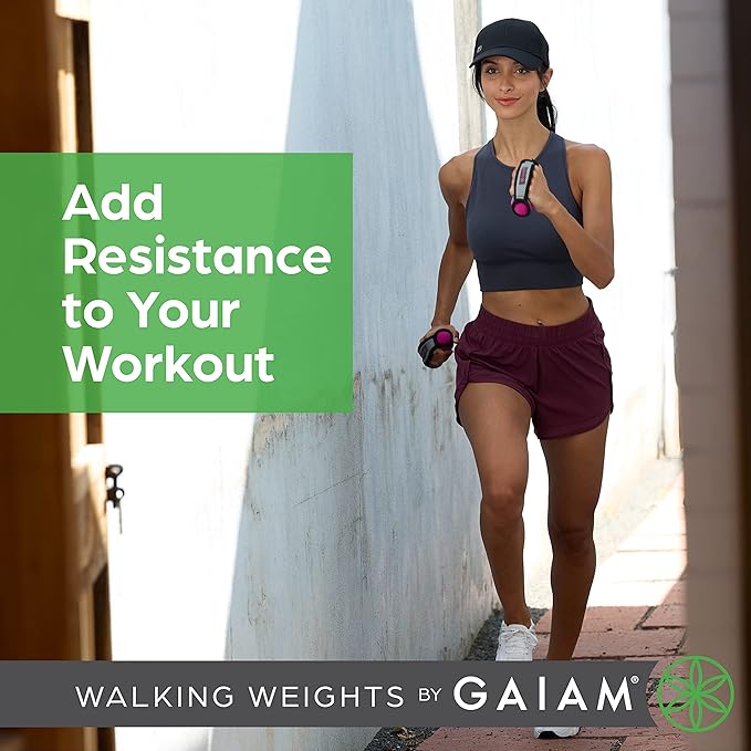Gaiam Hand Weights for Women & Men Soft Dumbbell Walking Hand Weight Sets with Hand Strap