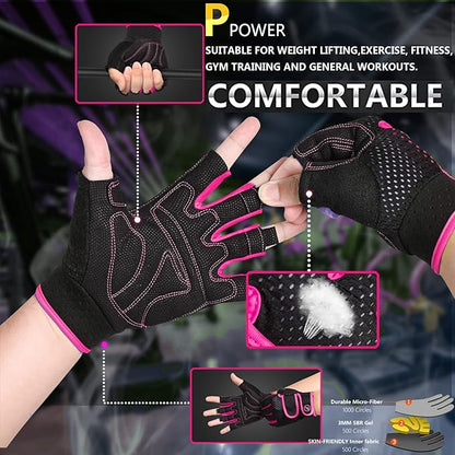 MOREOK Workout Gloves Padded Weight Lifting Gloves for Men/Women, [3MM Gel] Fingerless Grip Gym Gloves Fitness Gloves for Exercise,Hanging,Weightlifting, Cycling, Pull ups, Rowing