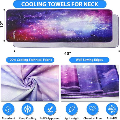 SYOURSELF Cooling Towel, Cooling Towels for Neck,40" x 12"Ice Towel for Instant Cooling Relief, Soft Breathable Chilly Towel, Perfect Yoga, Golf, Sports, Gym, Workout, Athletes Towel (1PC-Starry)
