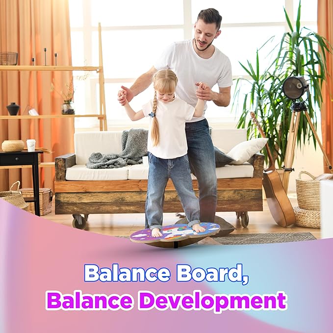 Wooden Balance Board Kids, Wobble Board For Balance, Balance Board Toddler Supporter, Balance Boards for Stability and Core Training