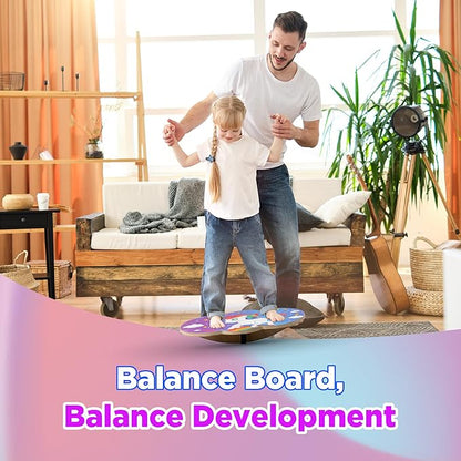 Wooden Balance Board Kids, Wobble Board For Balance, Balance Board Toddler Supporter, Balance Boards for Stability and Core Training
