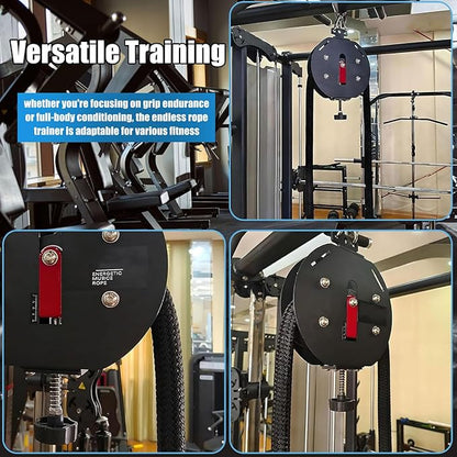 Endless Rope Trainer, Resistance Training Machine - Pulley Rope Trainer - Home Gym Strength Trainer with Adjustable Resista for Full Upper Body Workout at Home Red