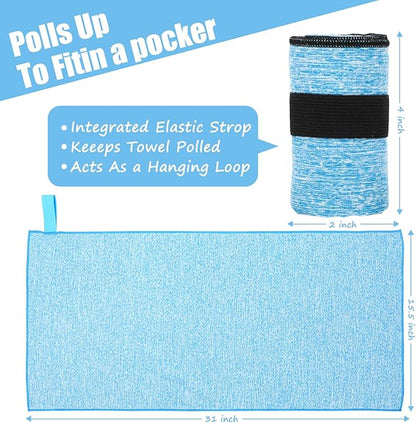 3 Pack Microfiber Gym Towel Quick Dry Sweat Towels Women Men Lightweight Running Cycling Fitness Hiking Tennis Exercise Outdoor Sports Towel(3 Pack(Blue))
