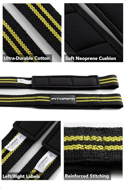 Fitgriff® Lifting Wrist Straps for Weightlifting, Gym, Deadlift, Workout (Made of Premium Cotton & Padded) - Men & Women