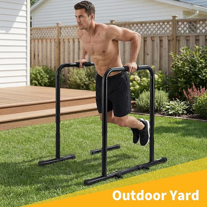 NEWBULIG Dip Bar Station, Adjustable Pull Up Bar for Doorway with Soft High-Density Foam Handles, Heavy Duty Dip Stands for Home, Gym, Patio, Office