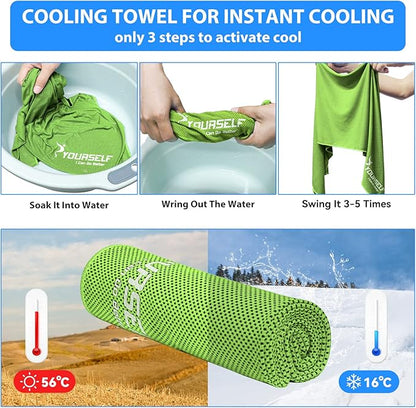 SYOURSELF Cooling Towel, Cooling Towels for Neck,40" x 12"Ice Towel for Instant Cooling Relief, Soft Breathable Chilly Towel, Perfect Yoga, Golf, Sports, Gym, Workout, Athletes Towel (1PC-Green)
