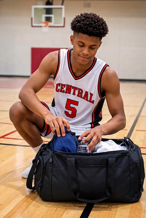 Personalized Basketball Duffle Bag – Custom Name & Team Logo Gym Bag for Boys & Girls – Large Sports Travel Bag with Shoe Compartment – Basketball Practice & Tournament Gear