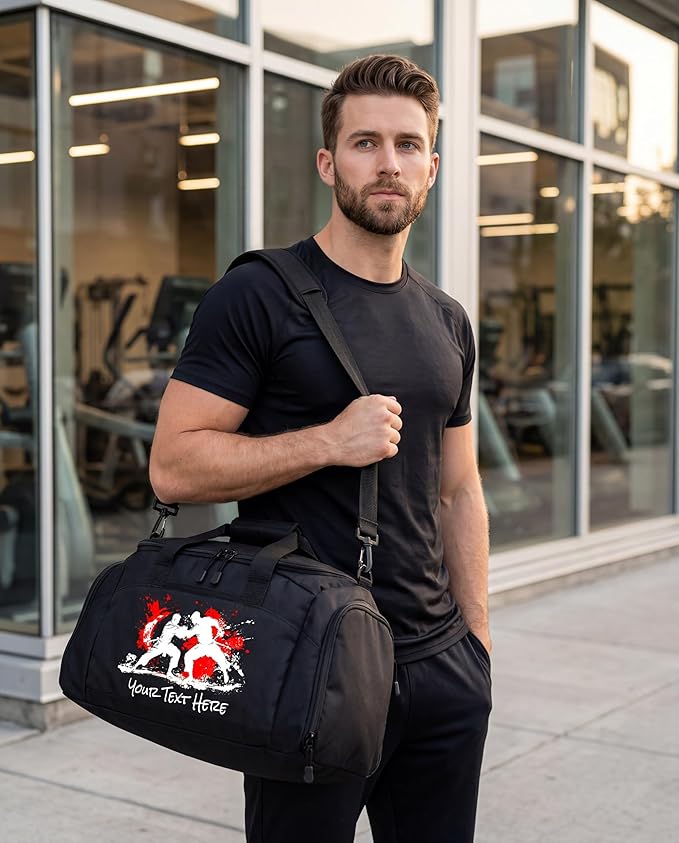 Personalized Martial Arts Duffel Bag – Custom Name Gym Bag for Karate, Taekwondo, Jiu Jitsu & MMA – Youth & Adult Training Gear Bag