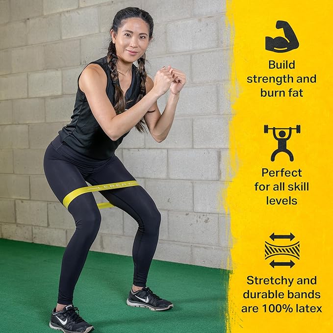 Lebert Fitness | Lebert Mini Bands | Resistance Exercise Bands for Strength Training, Stretch and Mobility | Workout Bands for Men and Women | 3 Pack (Light, Medium, Heavy)