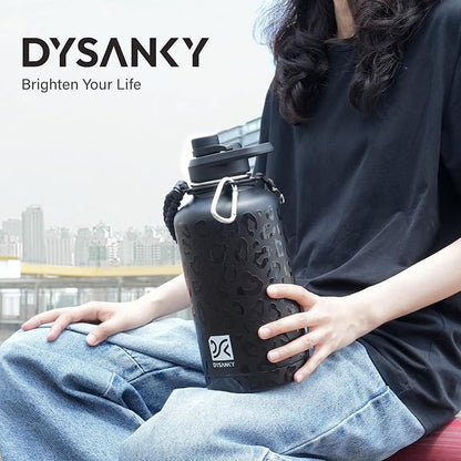 Insulated Water Bottle | Thickened Stainless Steel Vacuum Metal | Portable Sports Half Gallon Large Water Jug for Gym and Hiking with Straw, Carrier Bag, Handle Strap | BPA-Free 64 oz