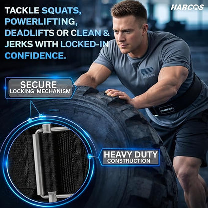 HARCOS Auto-Lock Weight Lifting Belt – 4” Premium Nylon Gym Belt for Squats, Deadlifts & Olympic Lifting – Adjustable Core Support Belt for Men & Women