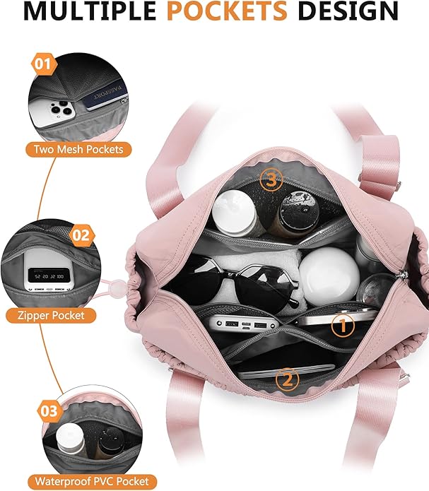 Small Gym Bag for Women Quilted Mini Tote with Wet Compartment and Coin Purse, Cute Duffle Bag for Girls Workout Sport Travel