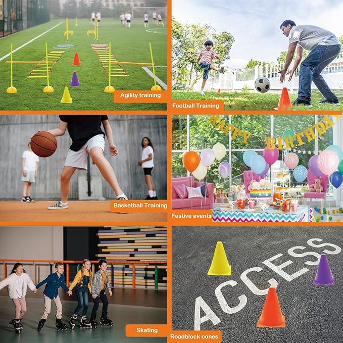 Soccer Cones Set, 84/42Pcs 7"/9" Cones Sports + Disc Cones, Cones for Sports with Carry Bag, Training Cones, Soccer Cones for Training, Plastic Soccer Cones for Drills