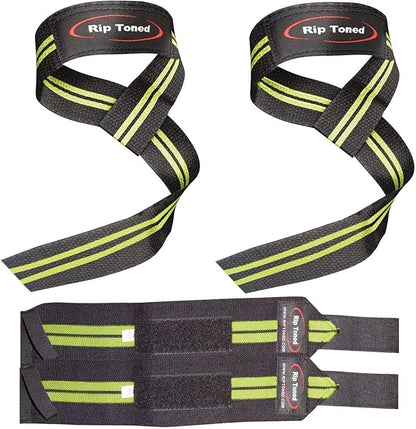 Rip Toned Wrist Wraps & Lifting Straps Combo – Dynamic Duo Push & Pull Support for Weightlifting – Wrist Support Wraps + Padded Grip Straps for Bench, Deadlifts, Rows & Pull-Ups (Men & Women)