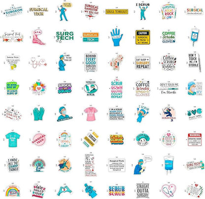 100Pcs Surgical Tech Stickers for Water Bottle, Laptop, Scrub Tech Stickers - Surgical Technologist Gifts Bulk - Gift for Women & Men