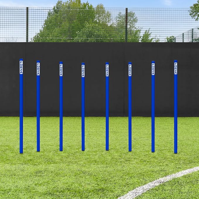 FORZA Slalom Agility Poles | Improve Endurance, Speed & Footwork | Color, Size & Rubber Base Options Available [8 Pack]