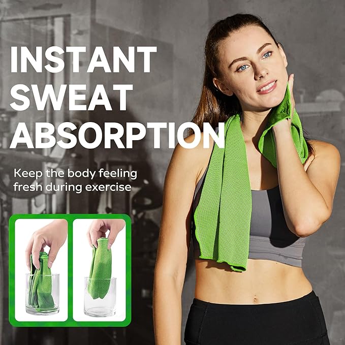 BILITOK Superfiber Ice Towel Neck, Soft Breathable Cold Towel Cooling, Yoga, Sports, Golf, Gym, Camping, Running, Fitness, Exercise and More Activities, 4 Packs (Dark Blue/Green/Rose red/Black)