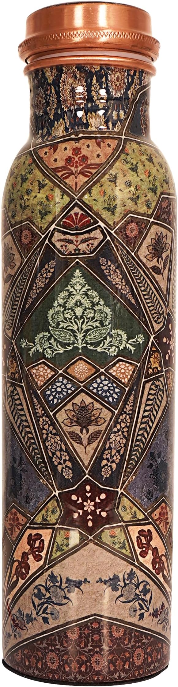 Copper Water Bottle 34 Oz Large Copper Water Bottle For Drinking 100% Pure Ayurvedic Multicolor Vessel For Leak-Proof Lid Bottle for Yoga, Gym, Office, Home & Travel
