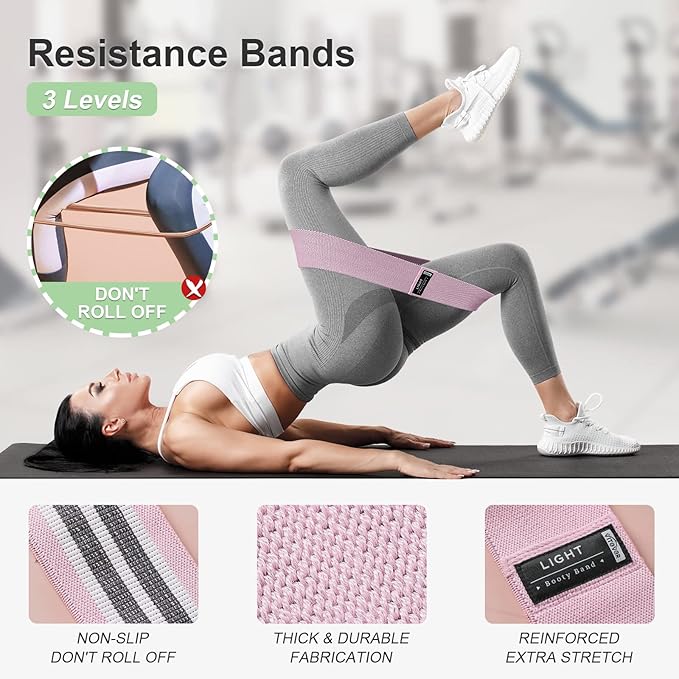 Booty Bands Set, Resistance Bands for Working Out, Exercise Bands for Women and Men Legs and Butt, Stretch Bands for Pilates, Yoga Starter Set