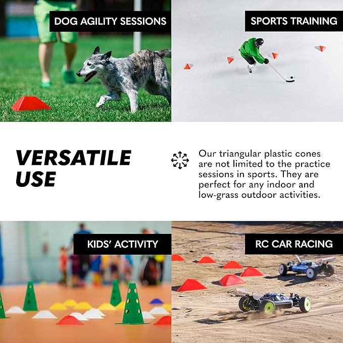 GSi Sports Training Cones for Agility Drills – Soccer & Basketball Multi-Sport Field Markers, Durable Flexible Cones in Multiple Shapes & Packs (20–80 Pack)