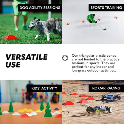 GSi Sports Training Cones for Agility Drills – Soccer & Basketball Multi-Sport Field Markers, Durable Flexible Cones in Multiple Shapes & Packs (20–80 Pack)